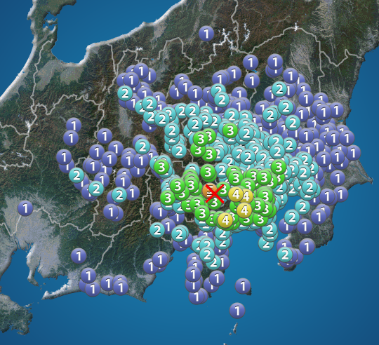 富士五湖を震源に地震