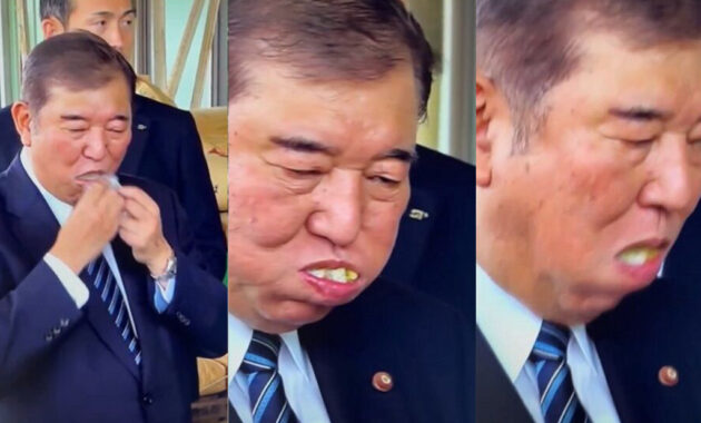 石破首相のおにぎりの食べ方